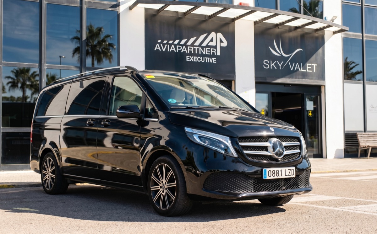Mercedes V-Class chauffeur car at Ibiza airport VIP terminal